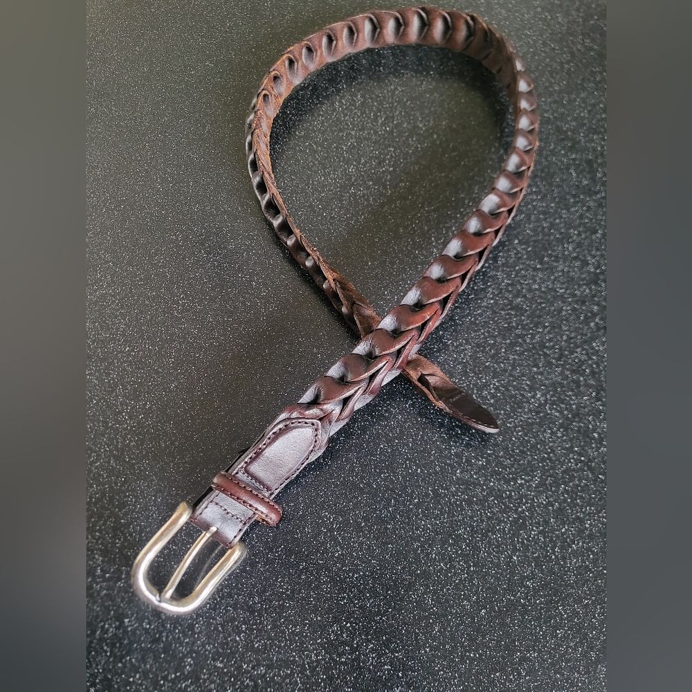 Brighton Chunky Deep Rich Brown Braided Woven Boho Belt Sz 34